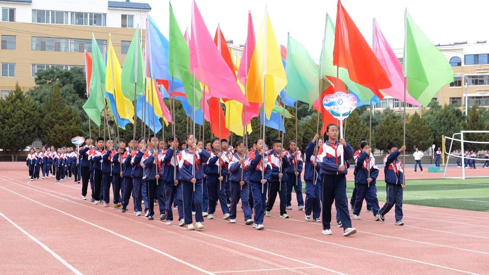 九游体育甘肃永昌一小学田径运动会开幕现场直击(图1)